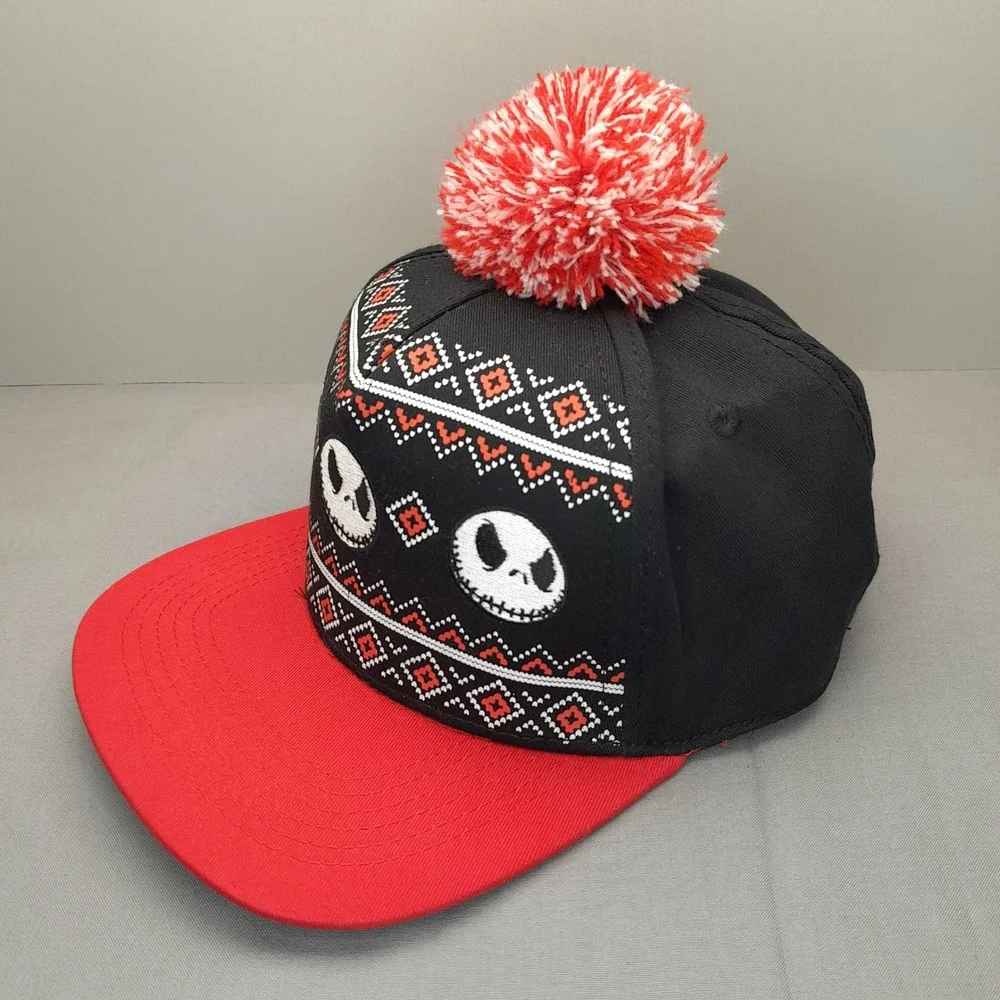 Disney Nightmare Before Christmas Jack Skellington Holiday Pom Snapback Hat